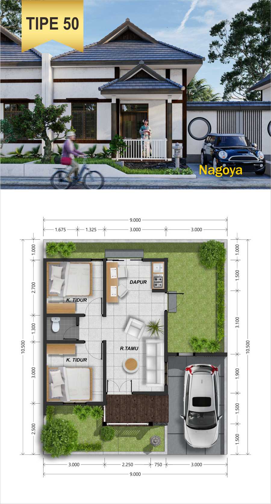 Tipe 50 rumah gunungkidul dekat kampus UNY semanu