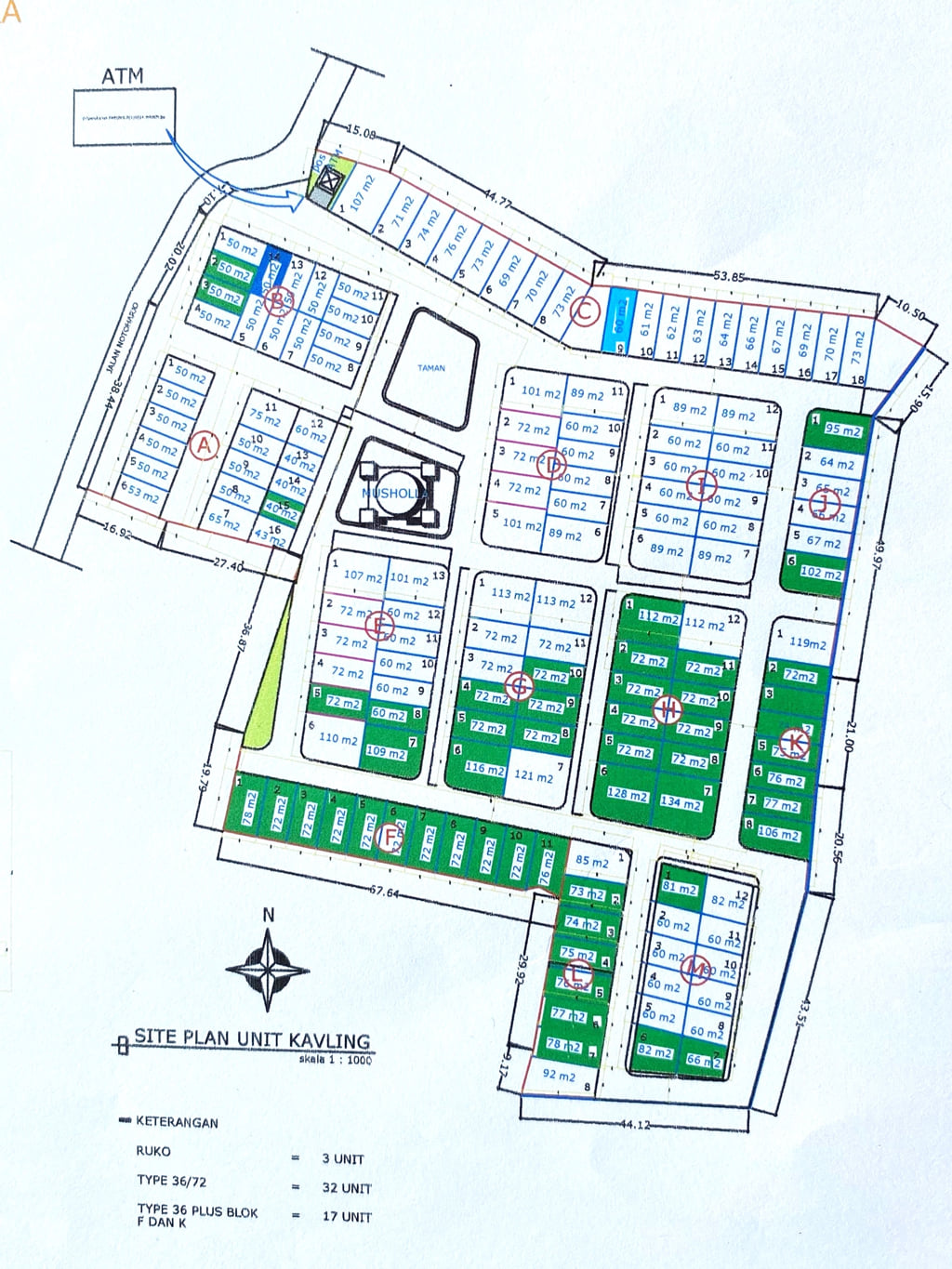 siteplan griya anugrah sejahtera perumahan wonosari gunung kidul